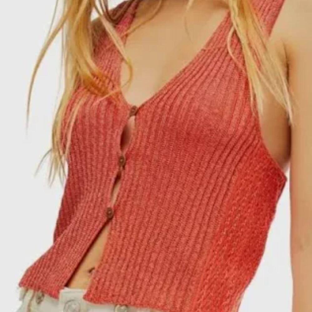 Free People orange glittery top SZ S